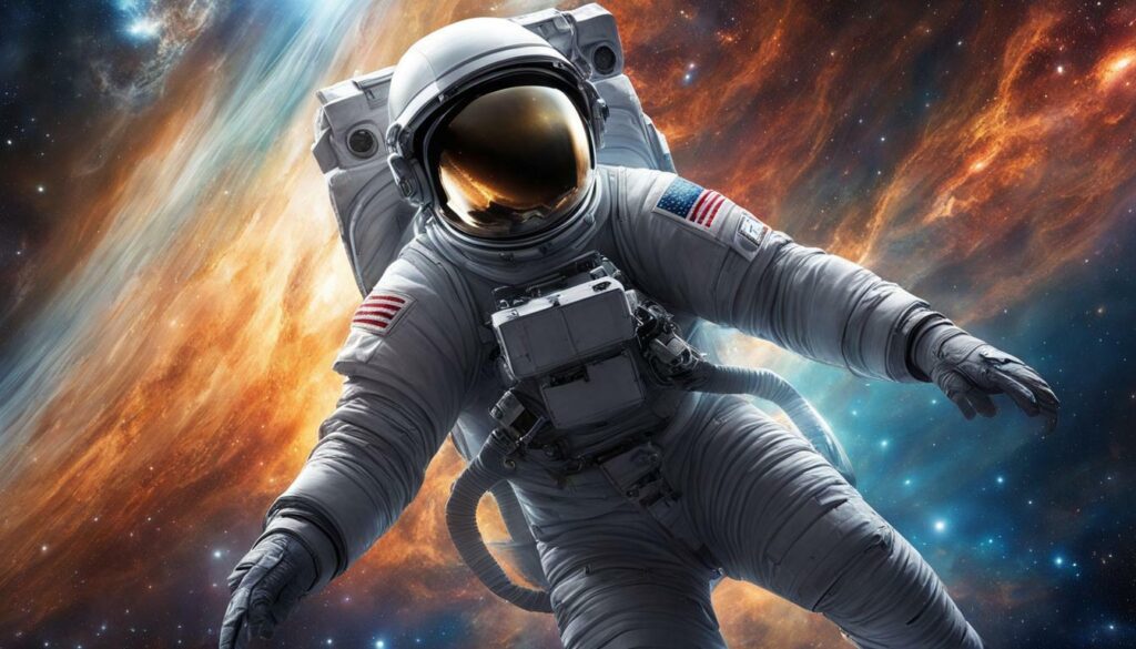 Astronaut floating in space