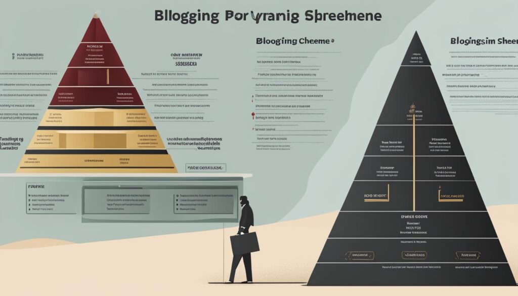 Blogging vs. pyramid scheme