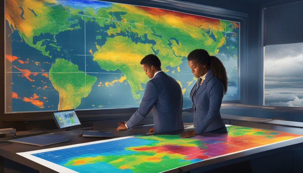 meteorologist staring at a weather map